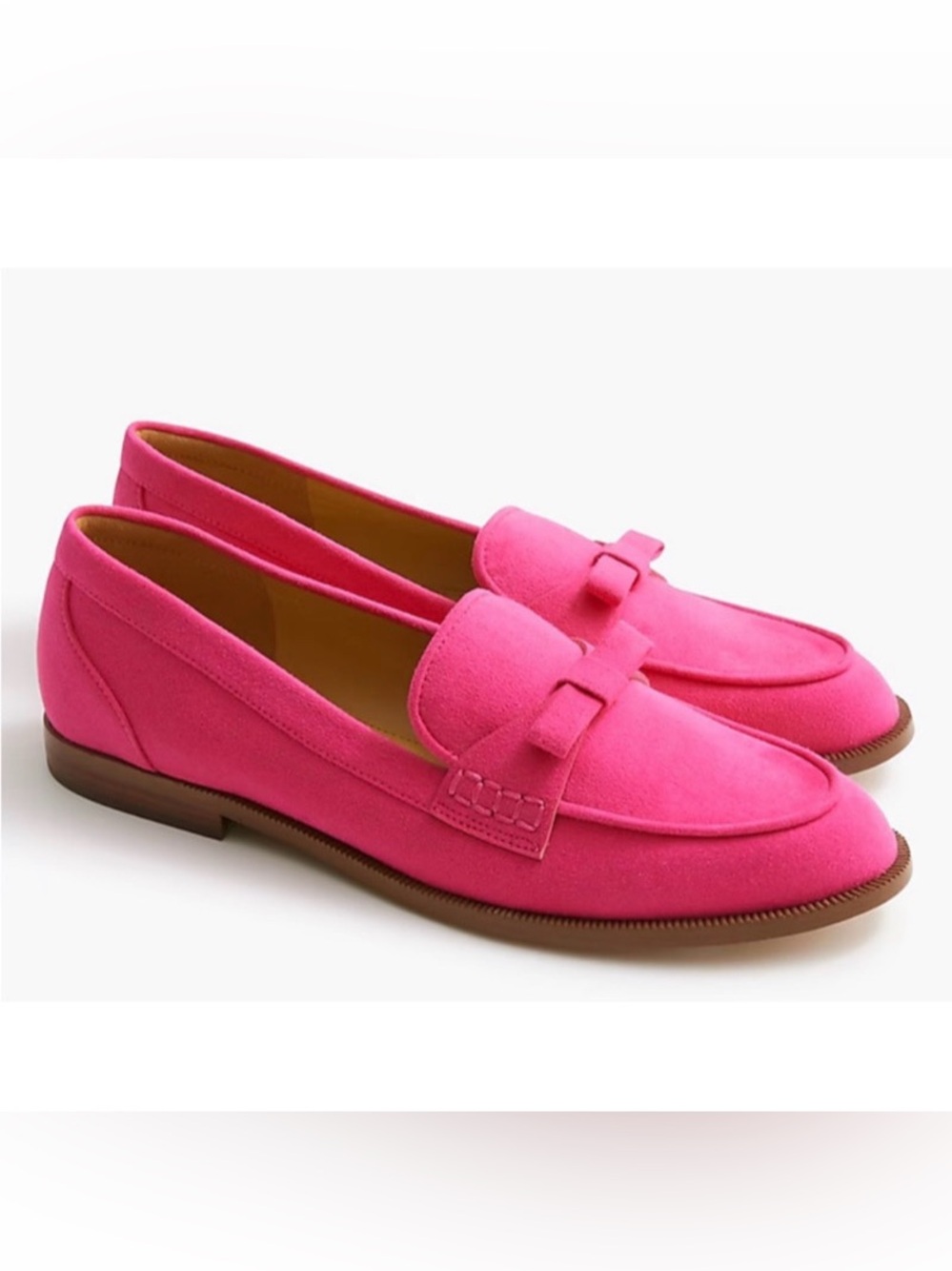 J. Crew Hot Pink Suede Bow Loafers Women’s Size 8.5